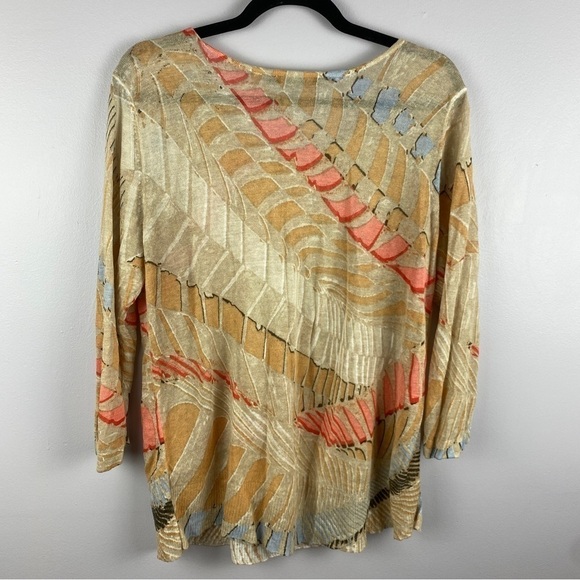 NIC + Zoe Cream Linen Blend Ombre Long Sleeve Top Large - Picture 10 of 10